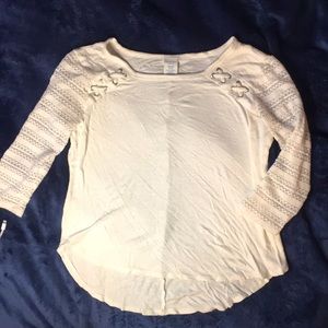 Arizona girls medium 10/12 white shirt with lace detail